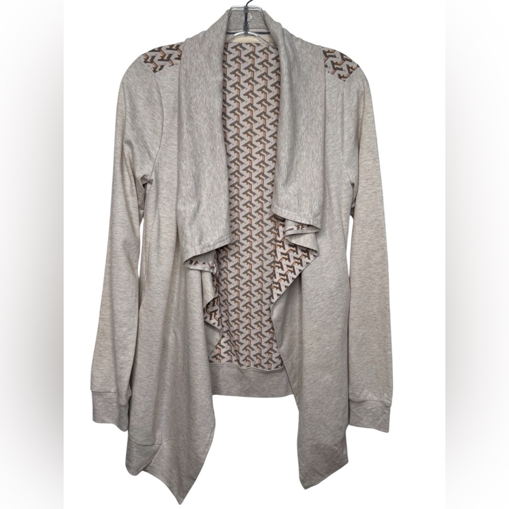 Mystree Open Front Cardigan With Silky Printed Back Small EUC